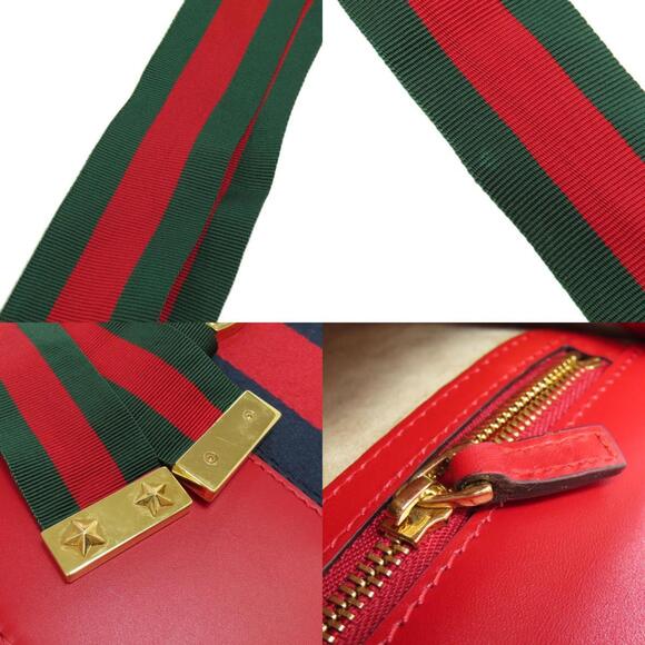 GUCCI Authentic Red Leather Sylvie Shoulder Bag - Picture 6 of 11